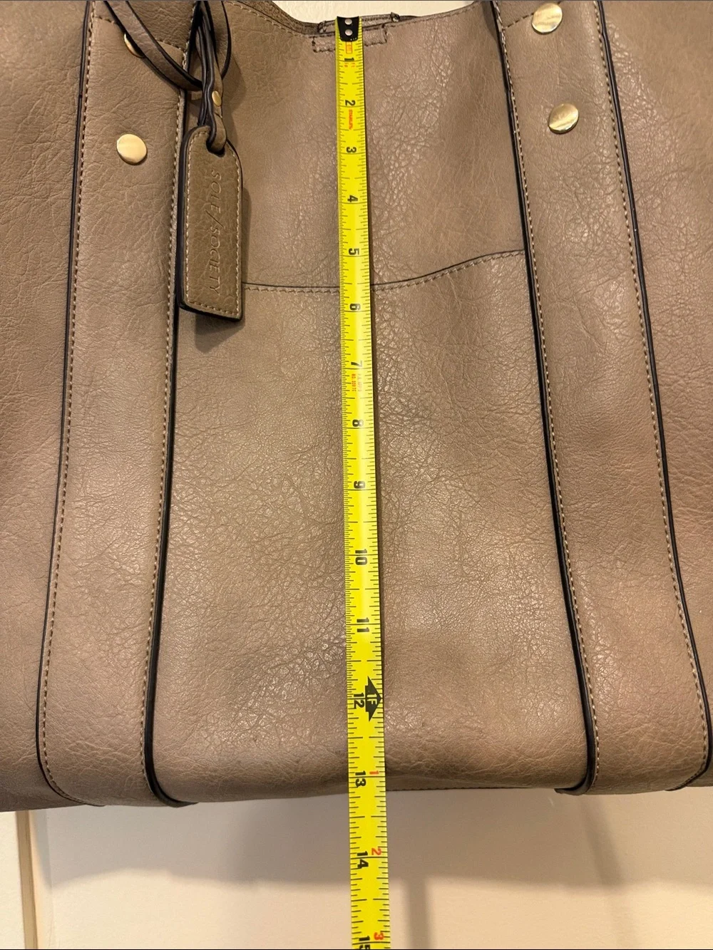 Sole Society Taupe Faux-Leather Tote